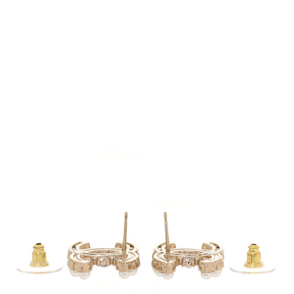 Chanel Crystal Pearl CC Dazzling Domino Earrings Gold 3 of 5