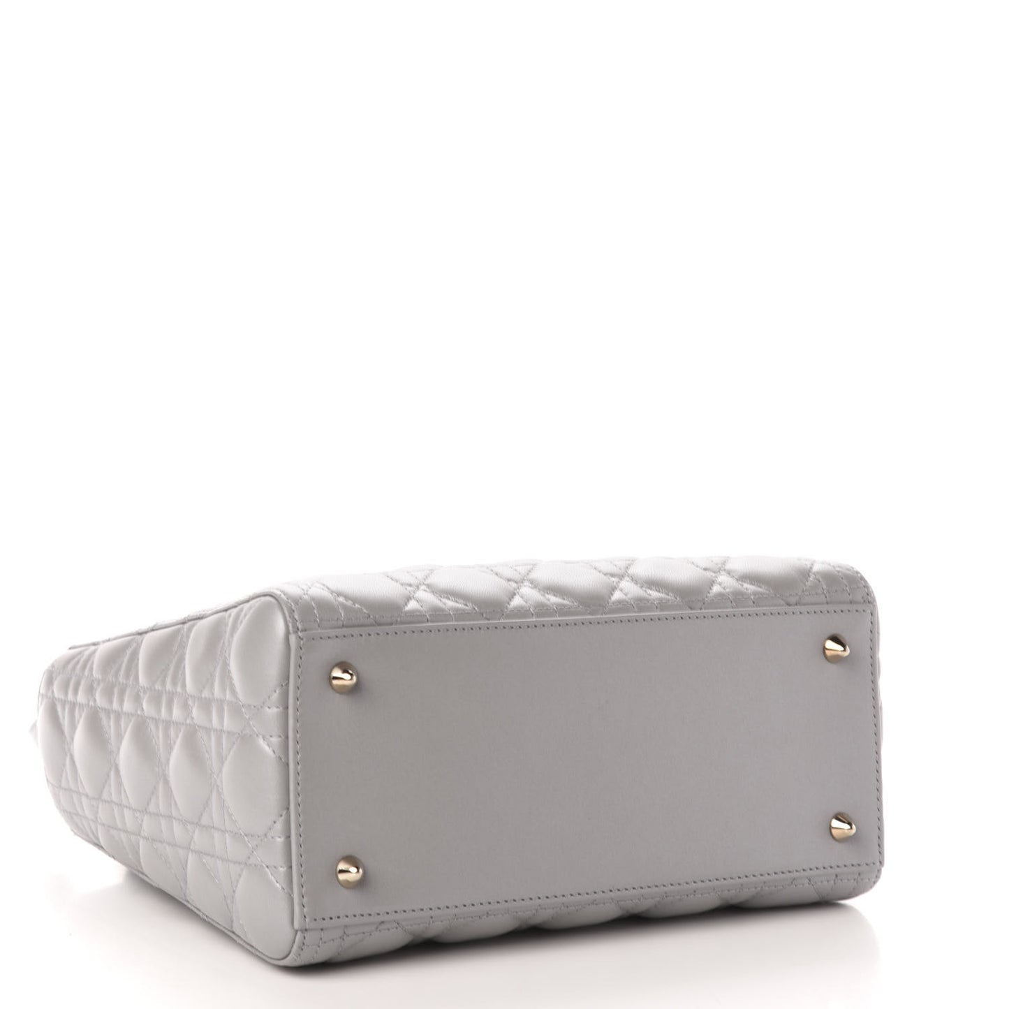 Pearly Lambskin Cannage Medium Lady Dior Grey
