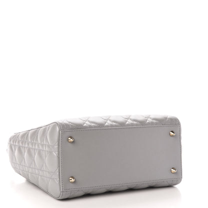 Christian Dior Pearly Lambskin Cannage Medium Lady Dior Grey 5 of 13