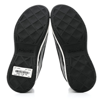 Chanel Velvet Calfskin Mixed Fibers CC Sneakers 38.5 Black 5 of 9