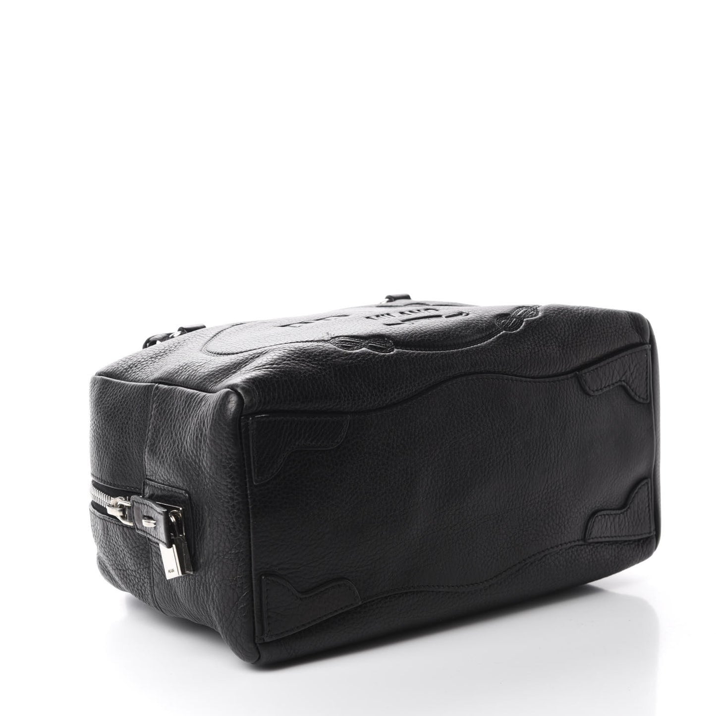 Vitello Daino Embossed Logo Bowler Black