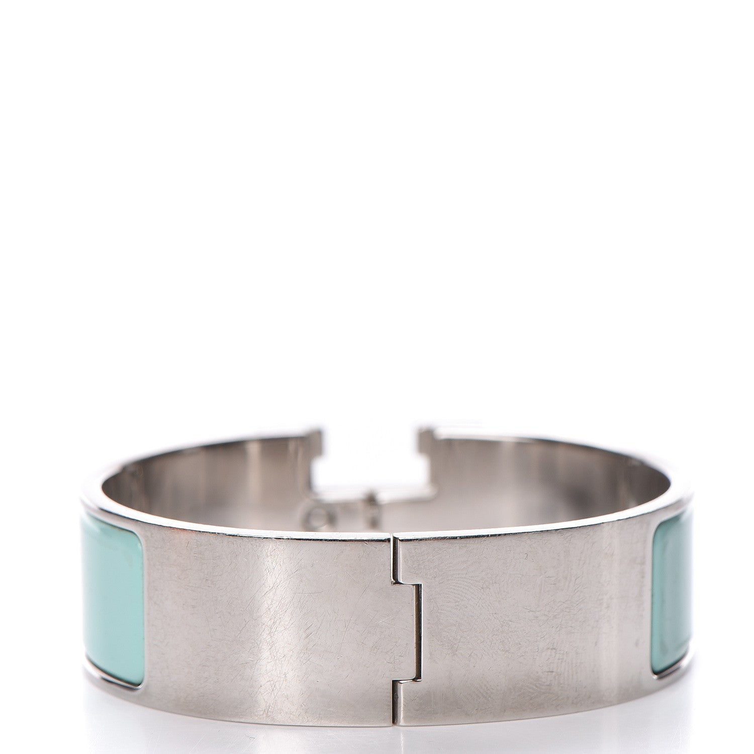 Hermes Enamel Wide Clic Clac H Bracelet GM Lagon White 3 of 5