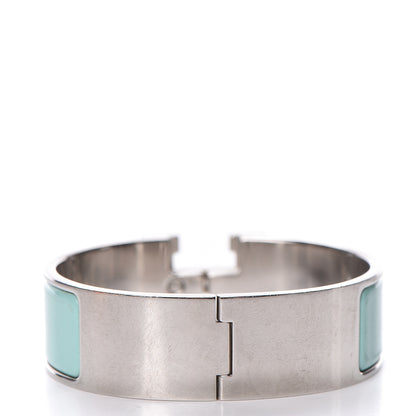 Hermes Enamel Wide Clic Clac H Bracelet GM Lagon White 3 of 5