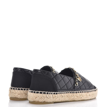 Chanel Lambskin Quilted CC Chain Espadrilles 36 Black 4 of 10