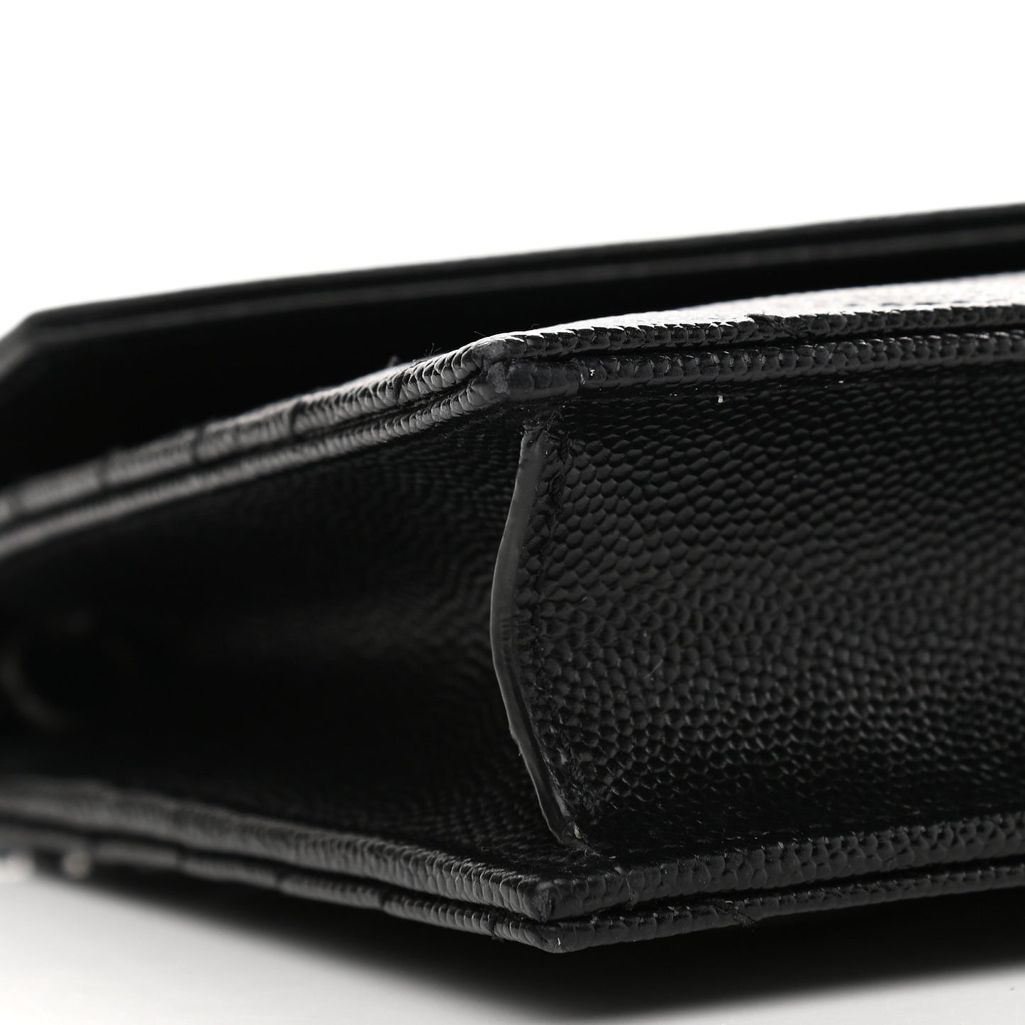 Grain De Poudre Matelasse Chevron Monogram Monochrome Envelope Chain Wallet Black