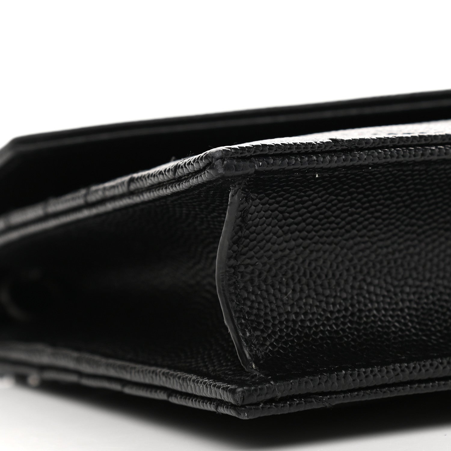 Saint Laurent Grain De Poudre Matelasse Chevron Monogram Monochrome Envelope Chain Wallet Black 8 of 13