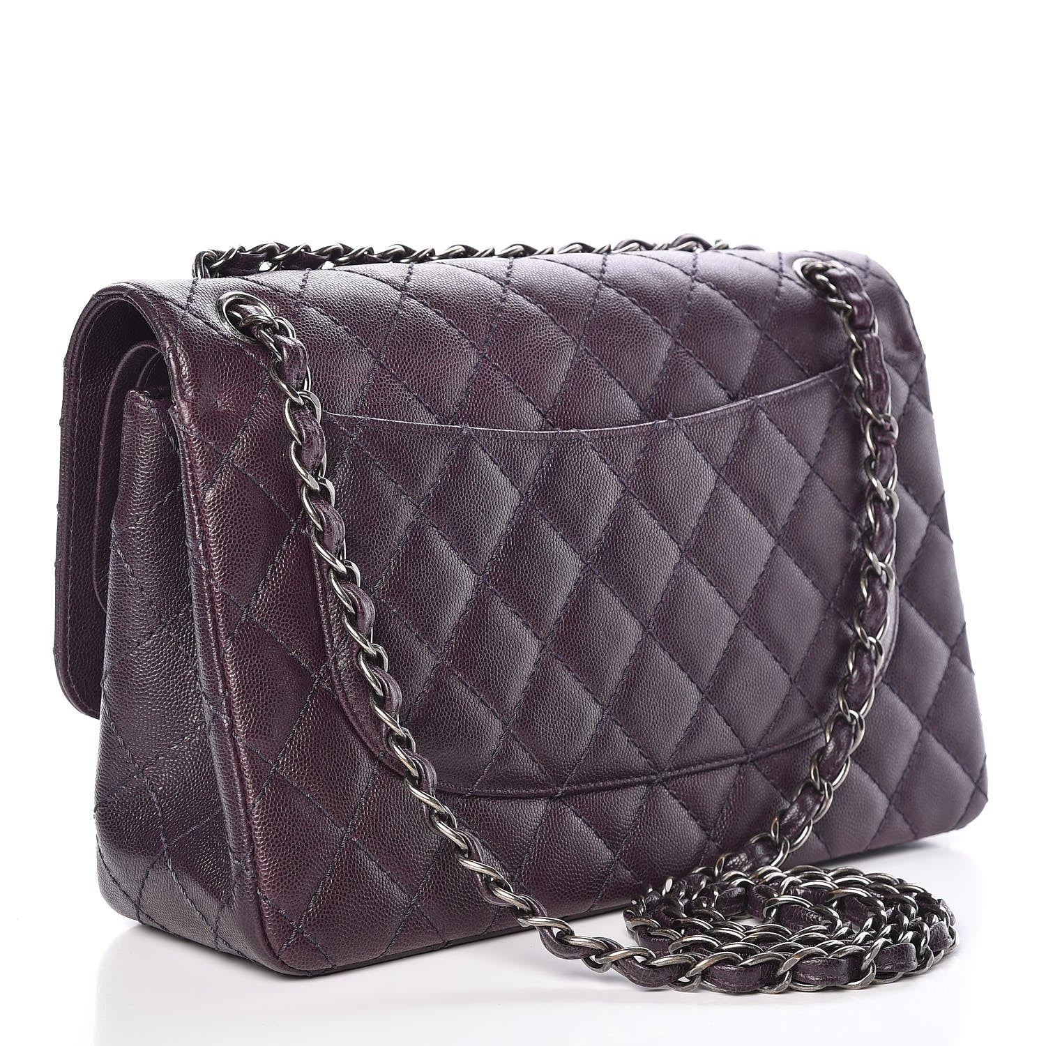 Chanel Caviar Quilted Jumbo Double Flap Dark Purple 4 of 13