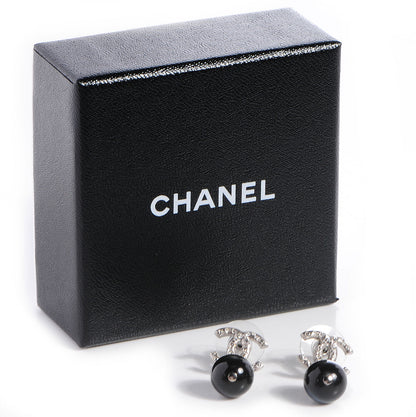Chanel Crystal CC Bead Drop Earrings Black 6 of 6