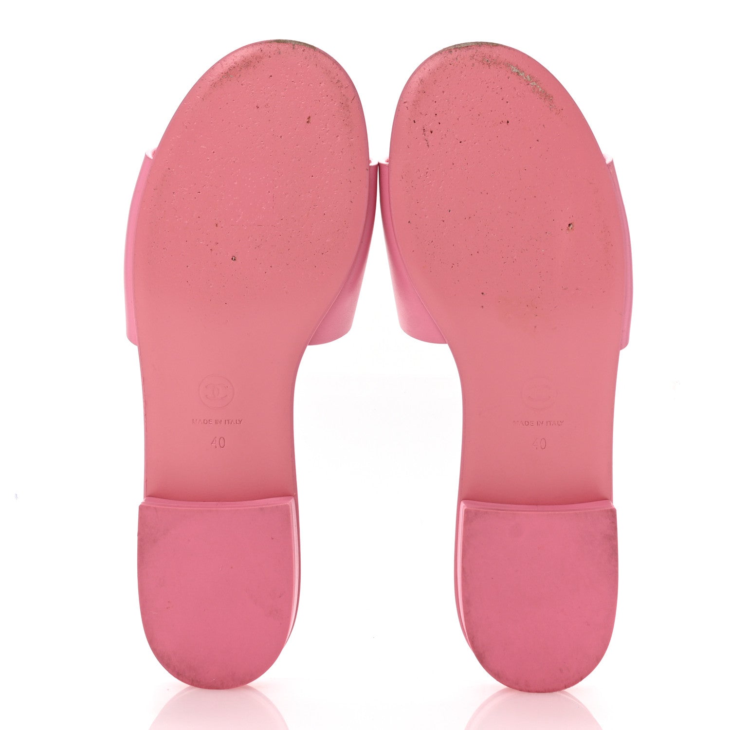 Chanel Calfskin Patent Calfskin Logo Mules 40 Pink Black 6 of 11