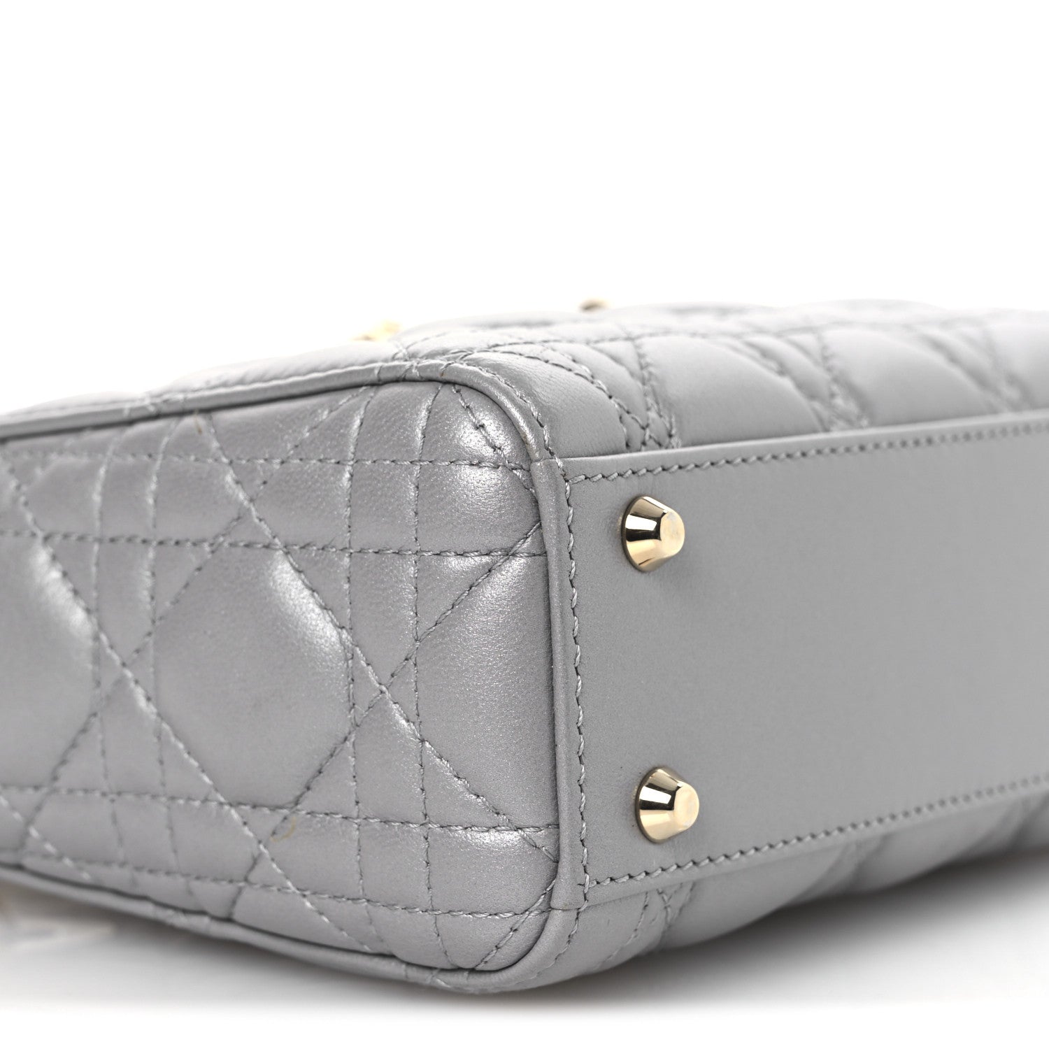 Christian Dior Metallic Lambskin Cannage Mini Lady Dior Grey 9 of 13