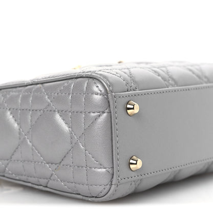 Christian Dior Metallic Lambskin Cannage Mini Lady Dior Grey 9 of 13