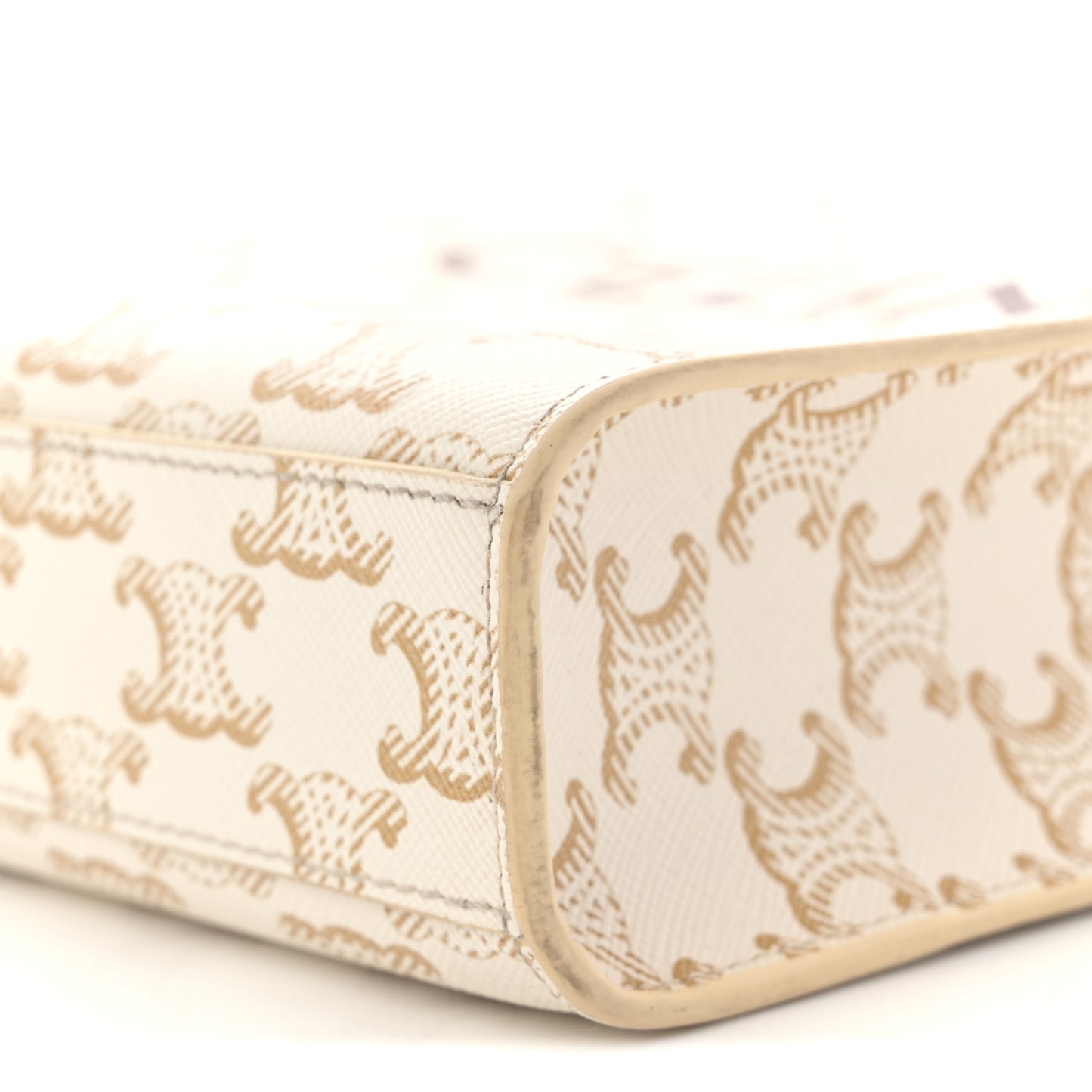 Triomphe Canvas Calfskin Mini Vertical Cabas White