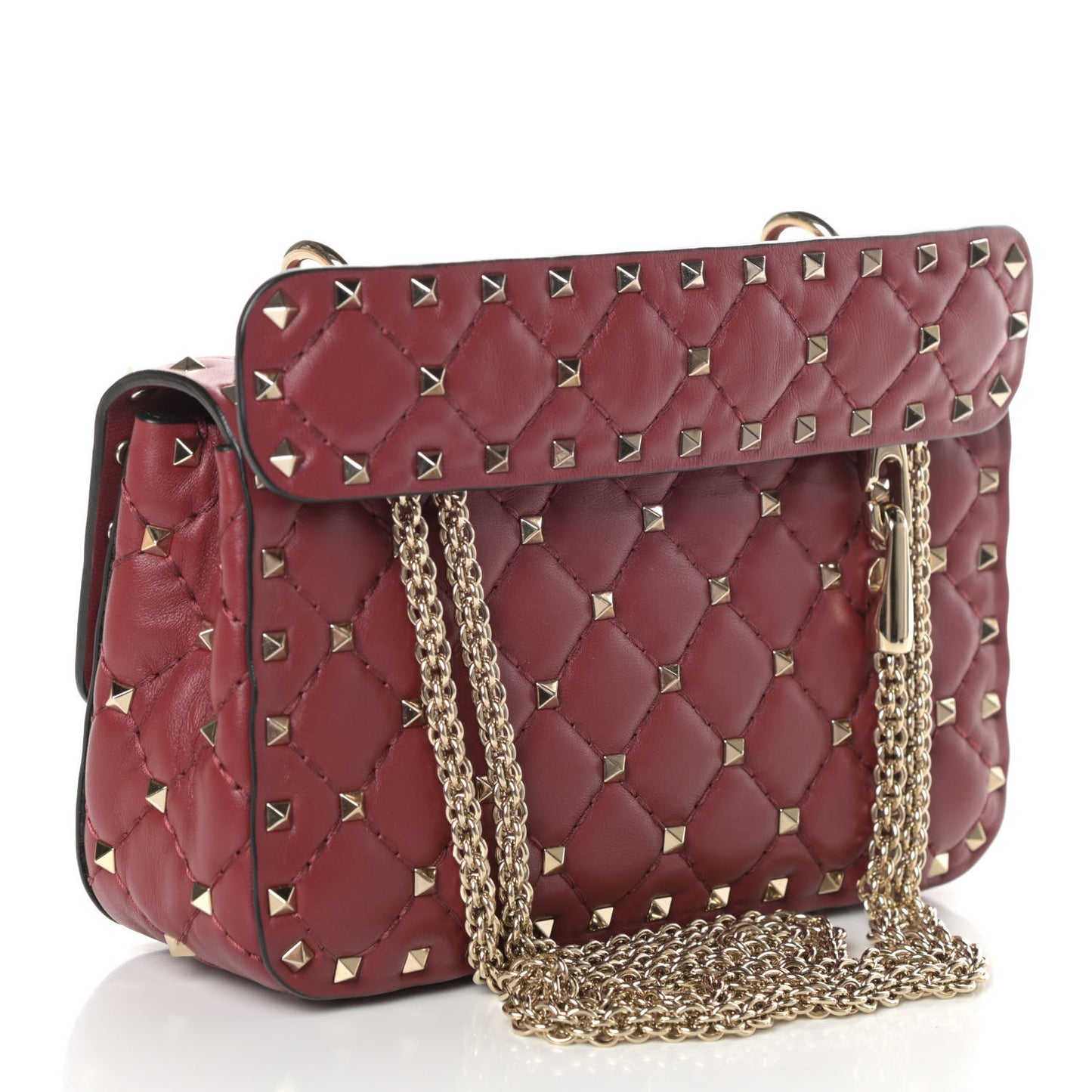 Nappa Small Rockstud Spike Shoulder Bag Rubino