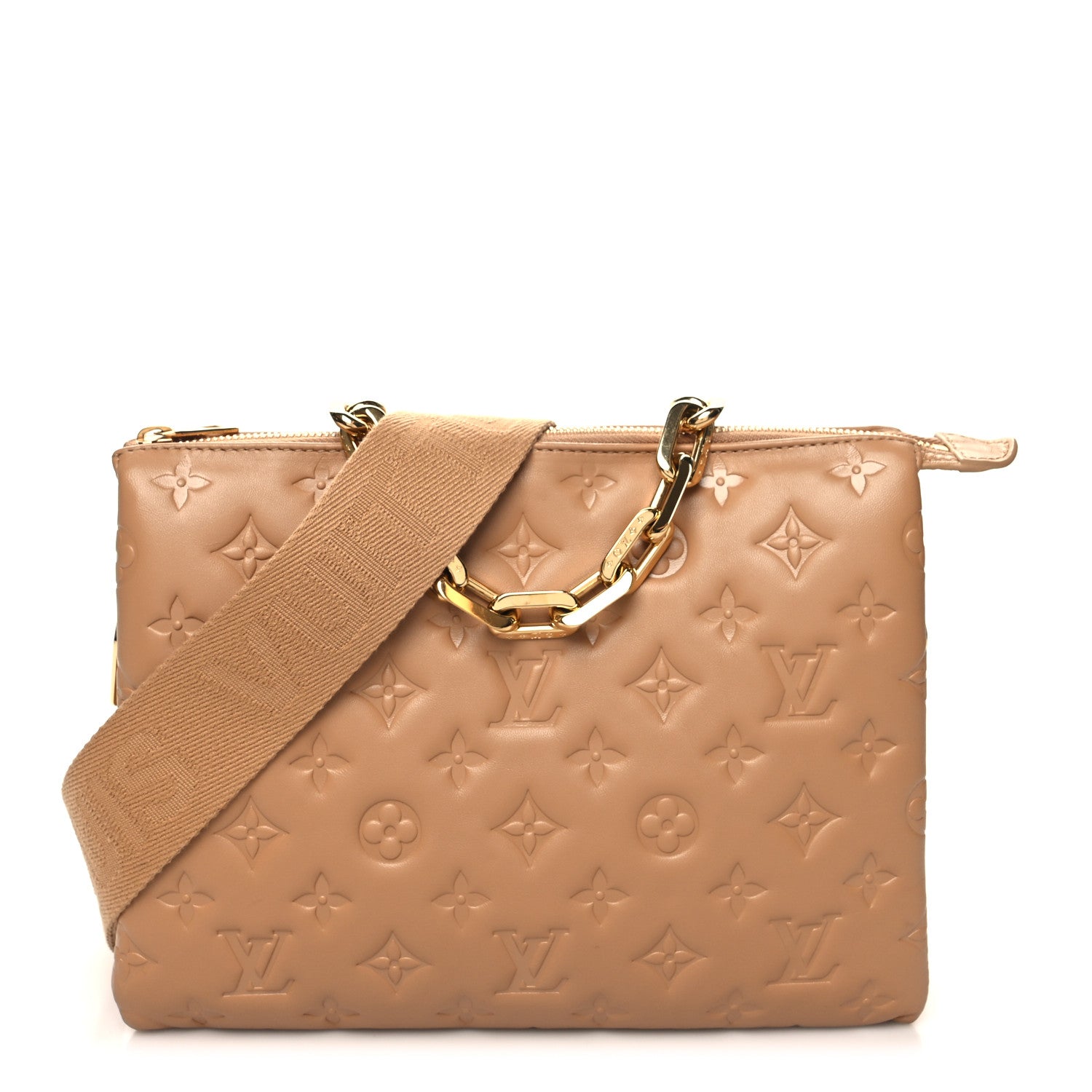 Louis Vuitton Lambskin Embossed Monogram Coussin PM Camel 1 of 11