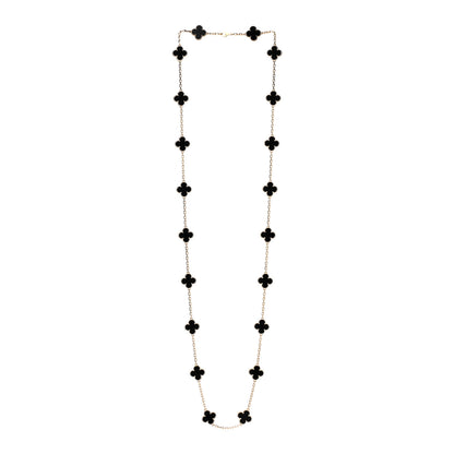 Van Cleef & Arpels 18K Yellow Gold Black Onyx 20 Motifs Vintage Alhambra Necklace 3 of 6