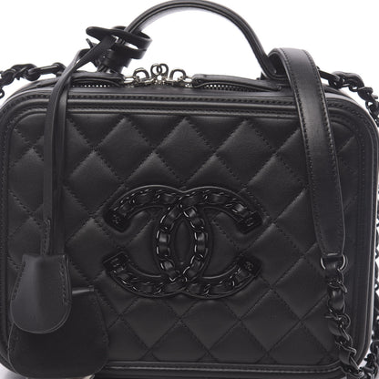 Chanel Calfskin Quilted Medium CC Filigree Vanity Case Black 8 of 12