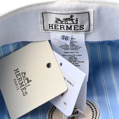 Hermes Double Linen Twill Cabourg Cap 56 White 8 of 8