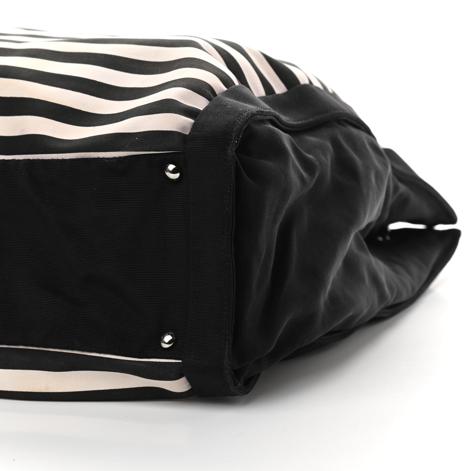 Chanel Striped Canvas CC Shopping Tote Black White 9 of 9