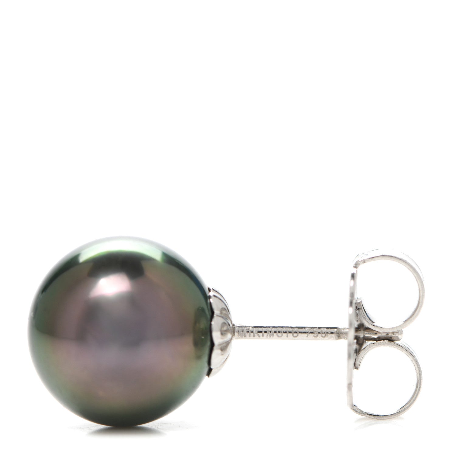 Mikimoto 18K White Gold Black South Sea Pearl 11mm Stud Earrings 4 of 4