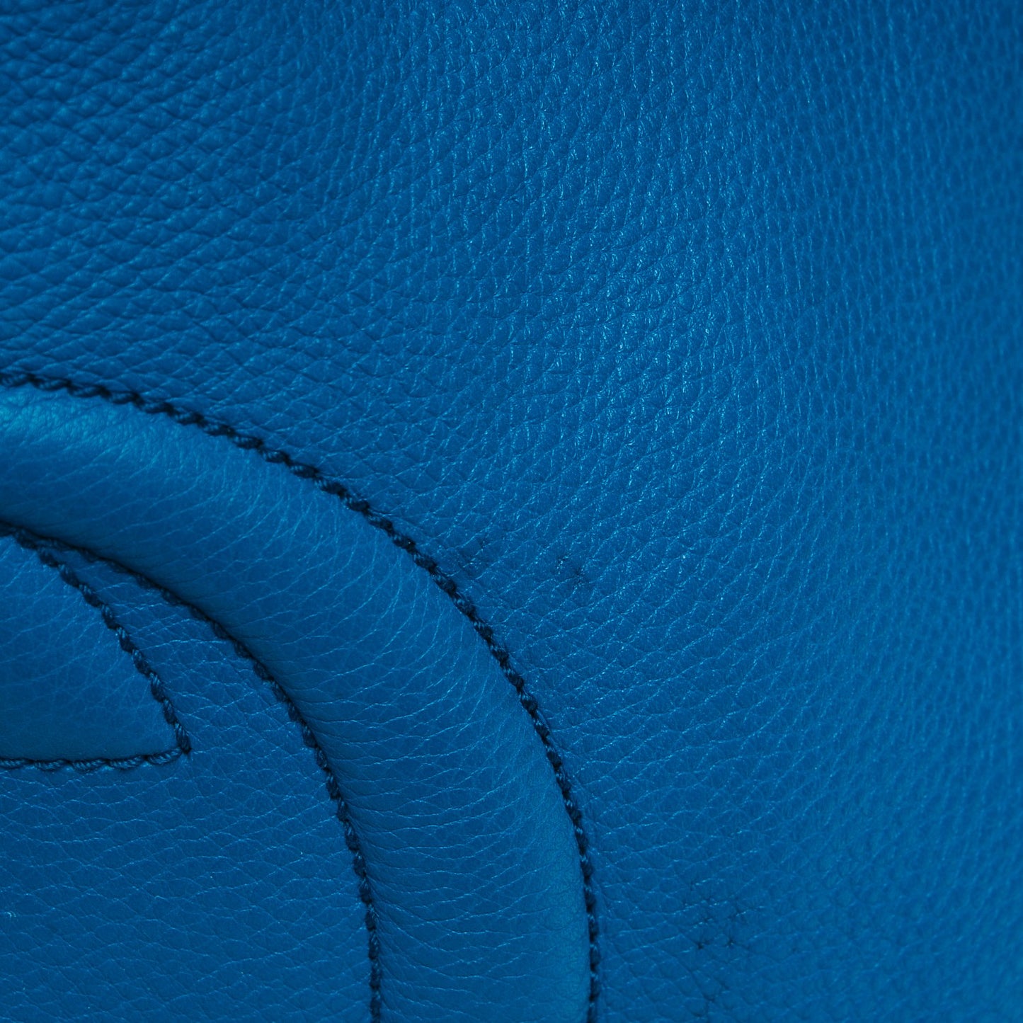 Pebbled Calfskin Large Soho Shoulder Bag Riviera Blue