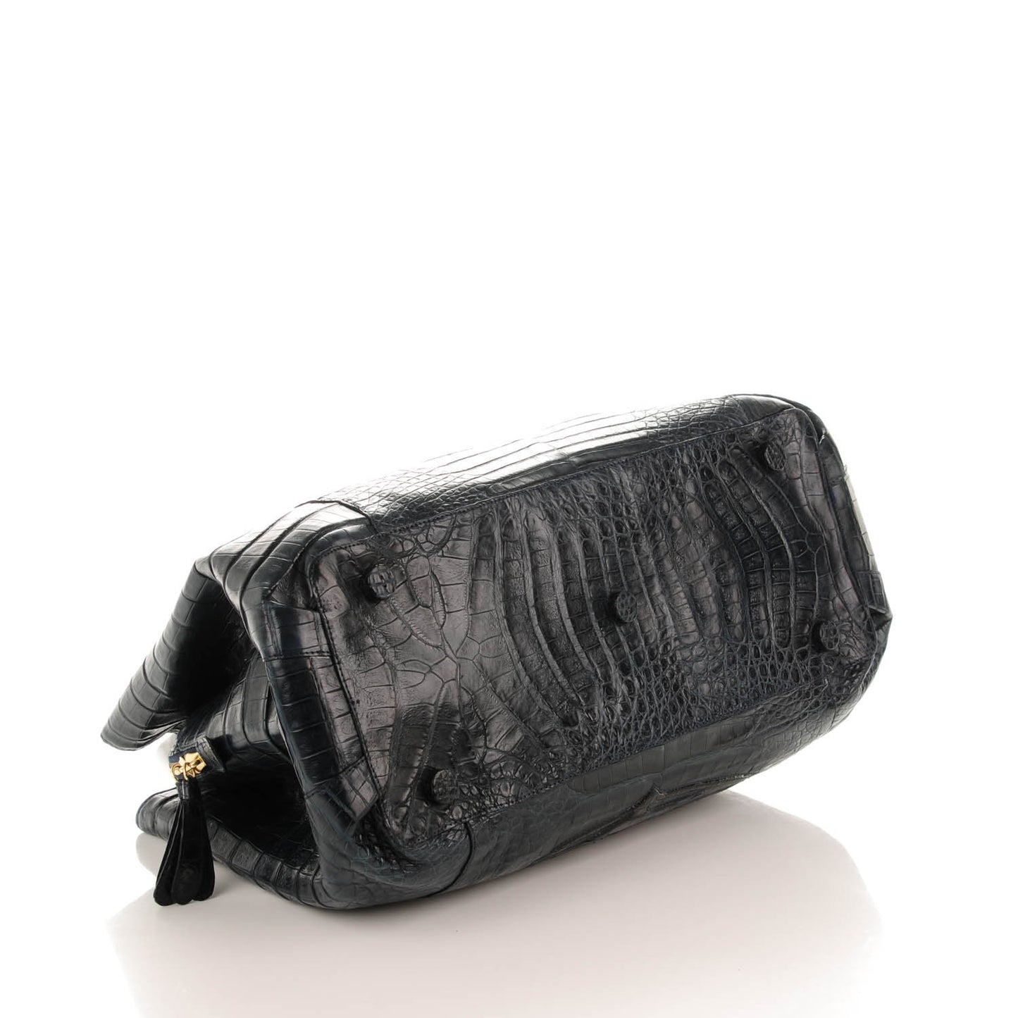 Crocodile Top Handle Tote Dark Blue