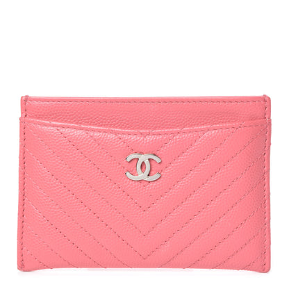 Chanel Caviar Chevron Quilted Card Holder Pink 1 of 11