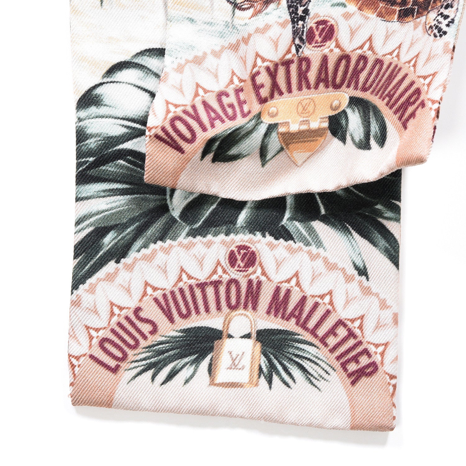 Louis Vuitton Silk Voyage Extraordinaire Bandeau Scarf Beige 4 of 4
