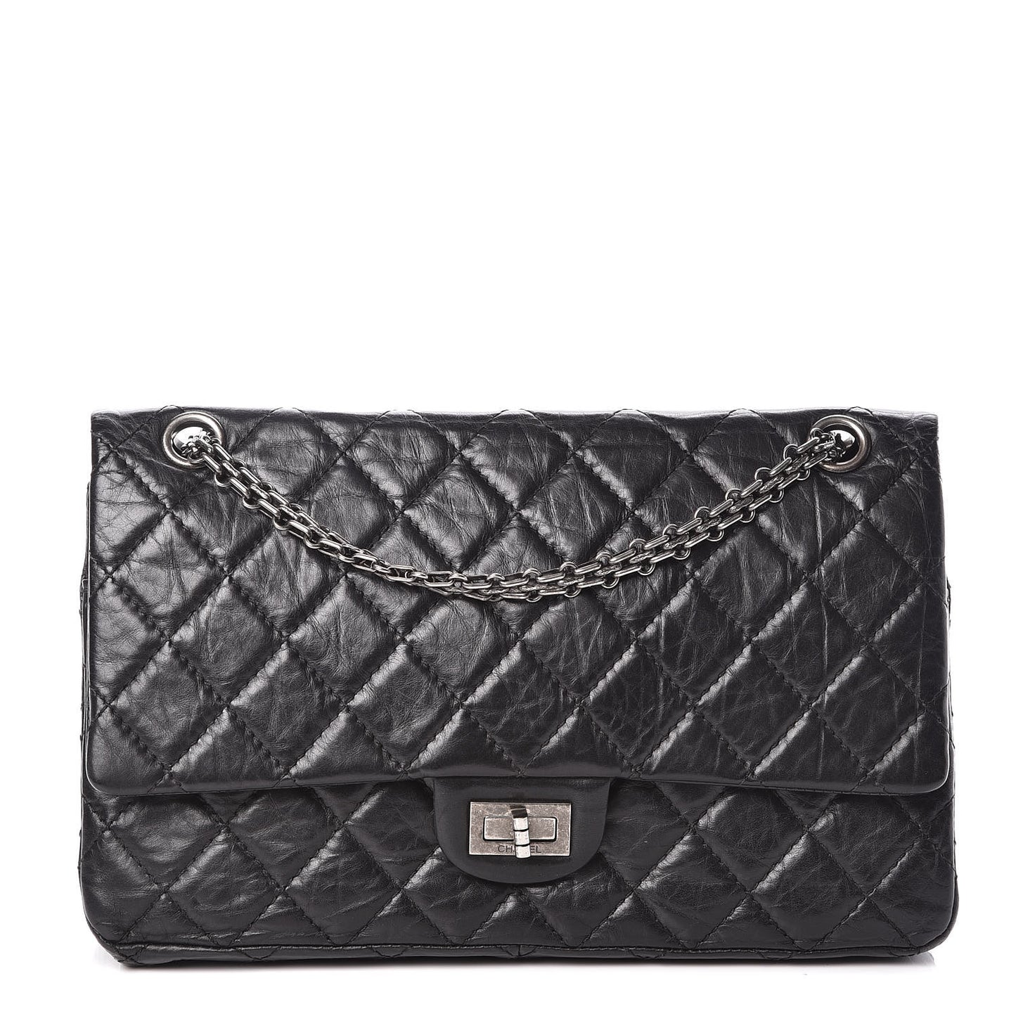 Aged Calfskin Quilted 2.55 Reissue 226 Flap Black