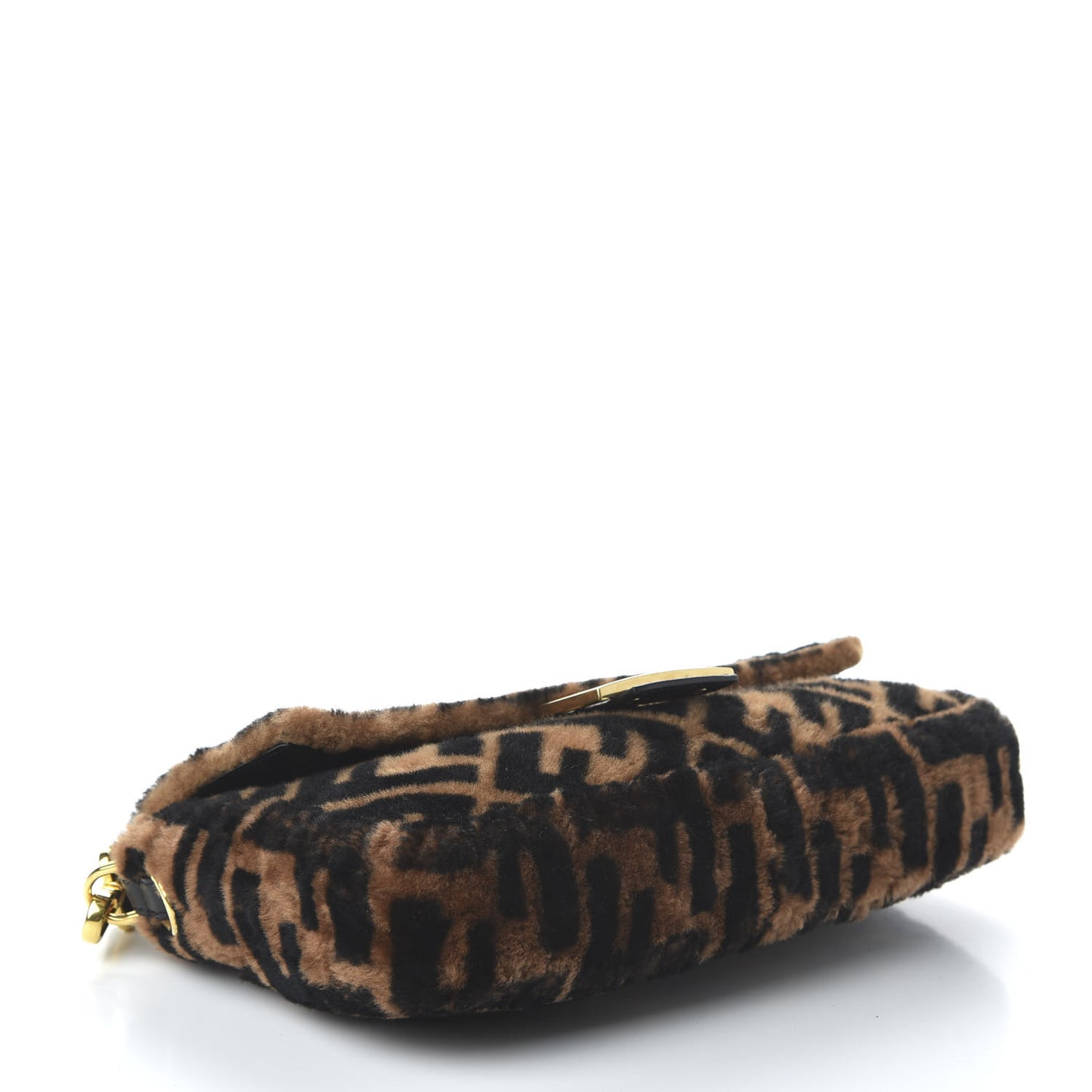 Shearling Vitello Dolce Macro FF 1974 Baguette Tobacco Black