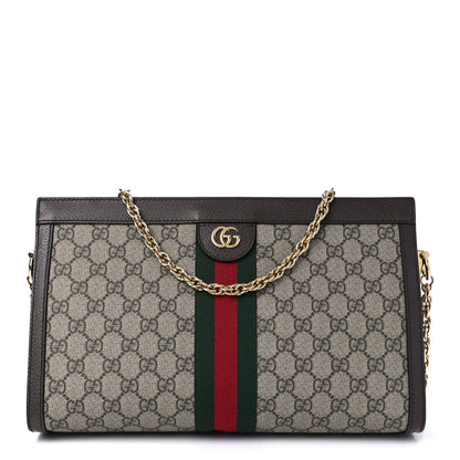 Gucci GG Supreme Monogram Web Medium Ophidia Chain Shoulder Bag Brown 1 of 10