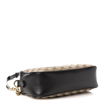Gucci Monogram Matelasse Diagonal Small GG Marmont Chain Shoulder Bag Beige Black 4 of 13