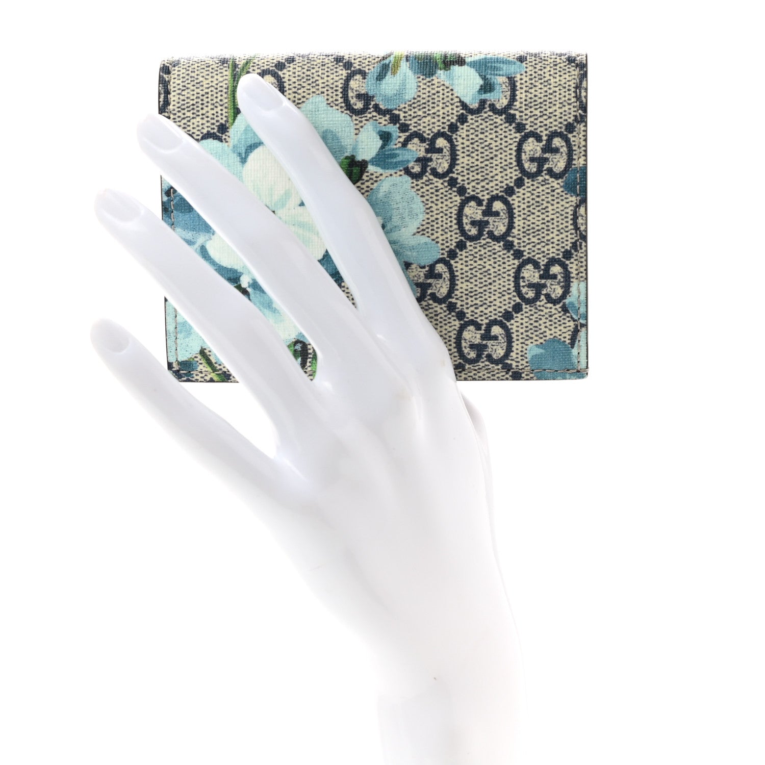 Gucci GG Supreme Monogram Blooms Card Case Beige Blue Navy Hibiscus Red 2 of 8