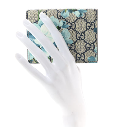 Gucci GG Supreme Monogram Blooms Card Case Beige Blue Navy Hibiscus Red 2 of 8