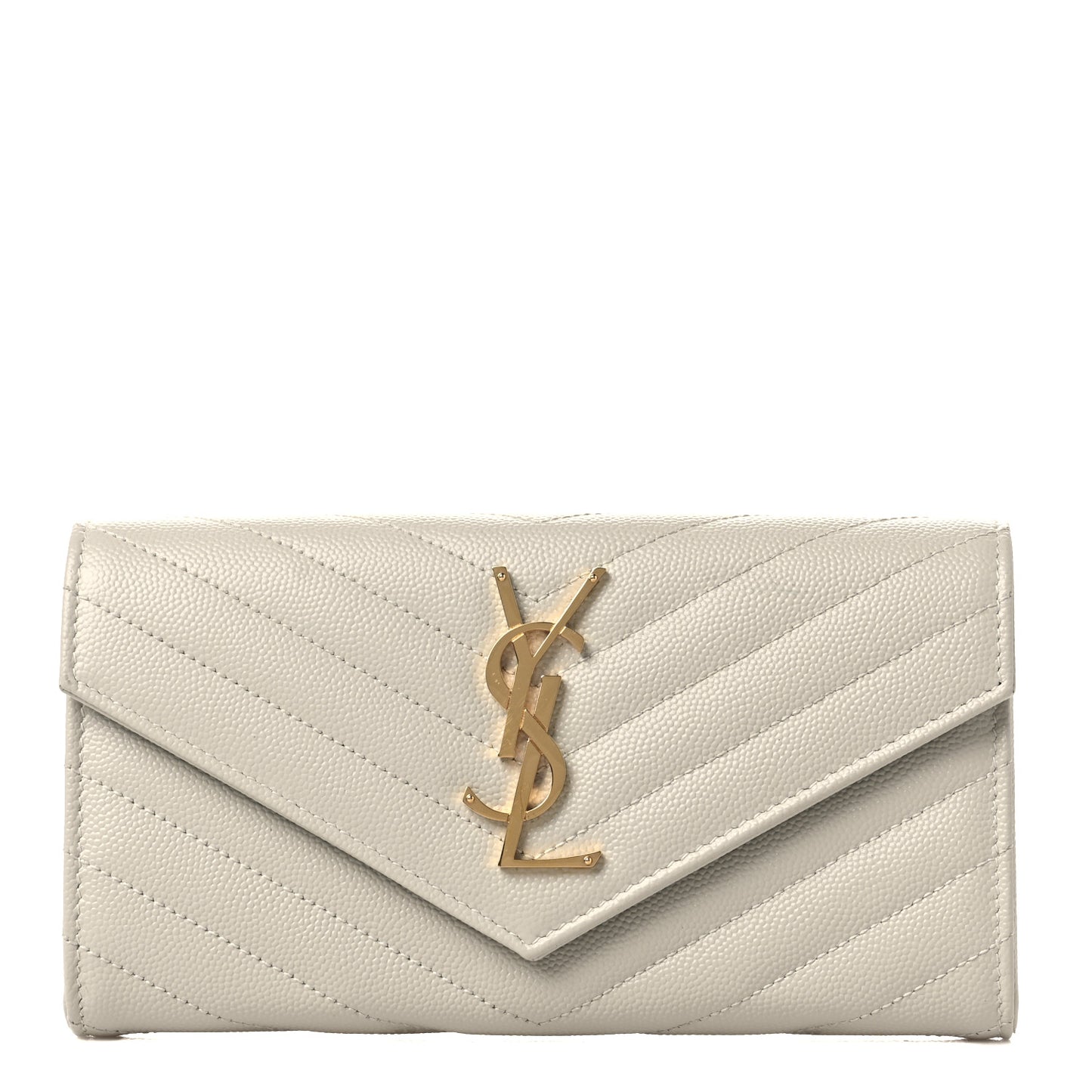 Grain De Poudre Matelasse Chevron Monogram Flap Wallet Crema Soft