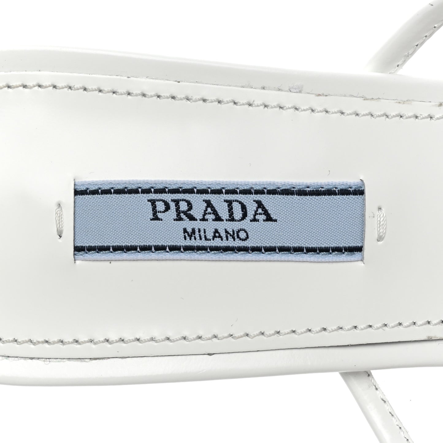 Plexiglass Calfskin Metal Triangle Logo 75mm Slide Sandals 39.5 White