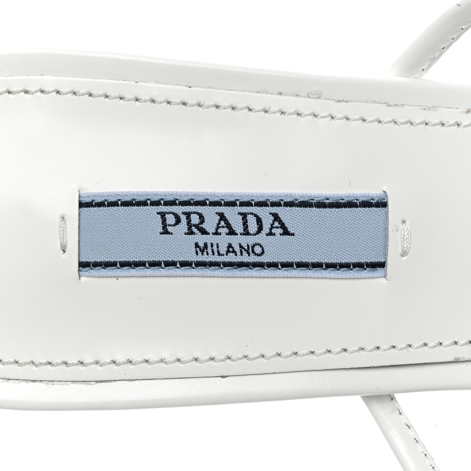 Prada Plexiglass Calfskin Metal Triangle Logo 75mm Slide Sandals 39.5 White 7 of 11