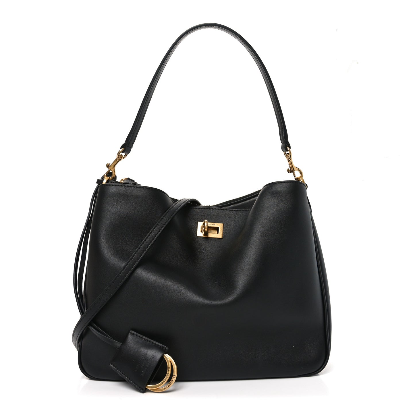 Natural Smooth Calfskin Small Rodeo Hobo Black