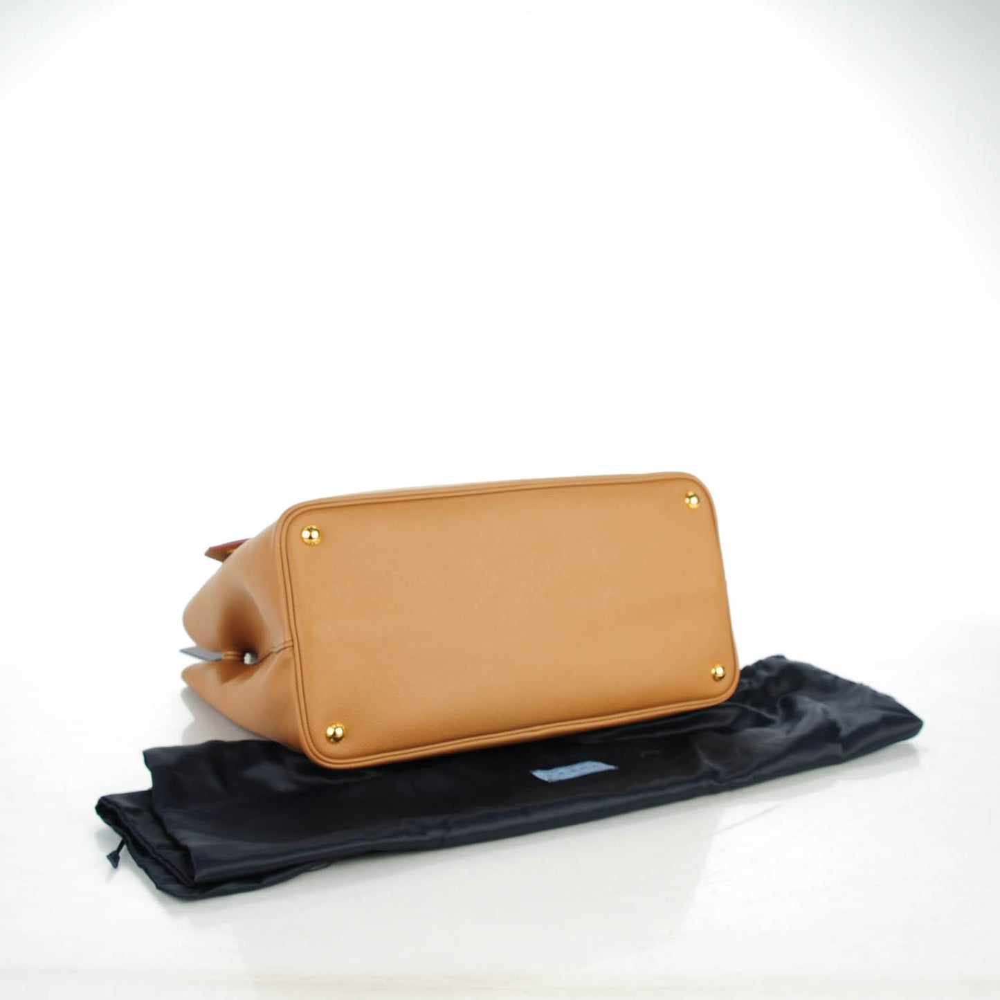 Saffiano Cuir Large Double Bag Caramel