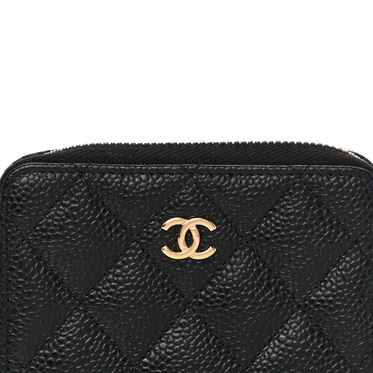 Caviar Quilted Zip Coin Purse Black
