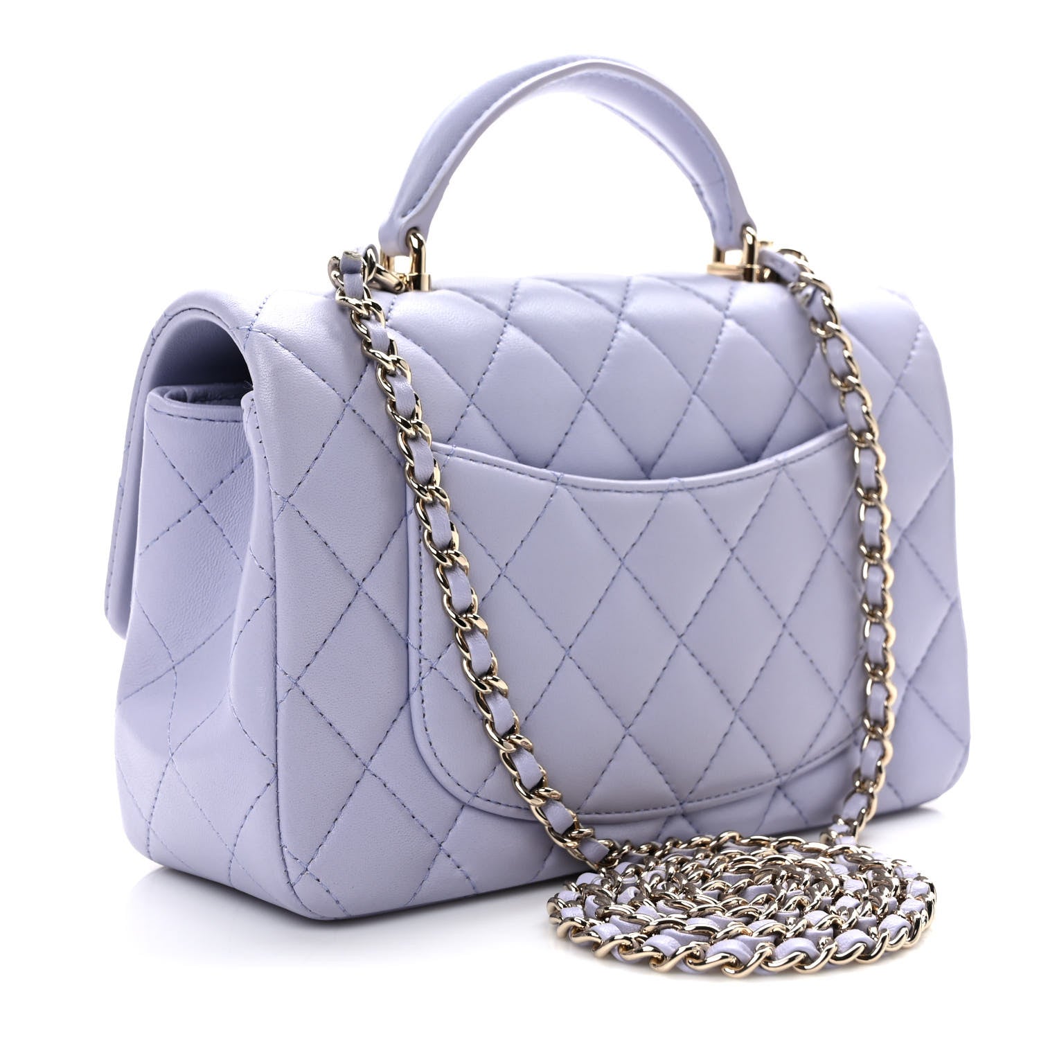 Chanel Lambskin Quilted Mini Top Handle Rectangular Flap Light Purple 3 of 10