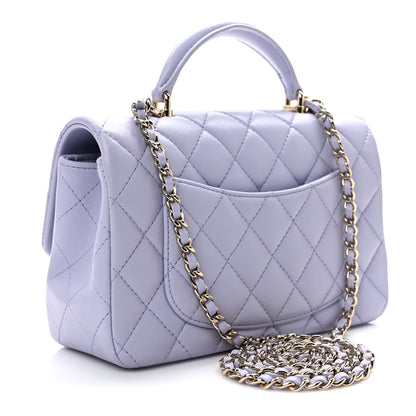 Chanel Lambskin Quilted Mini Top Handle Rectangular Flap Light Purple 3 of 10