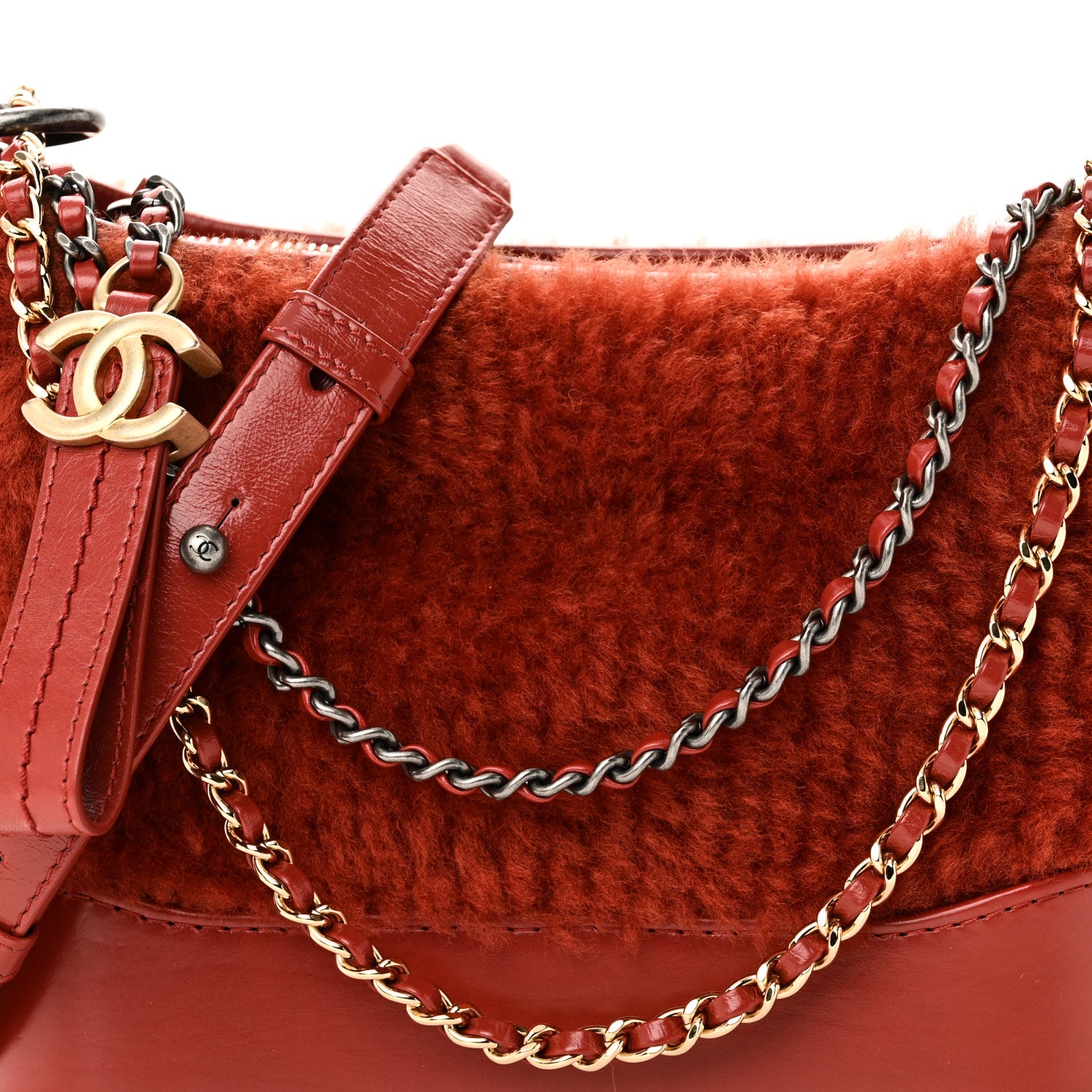 Chanel Shearling Small Gabrielle Hobo Red 8 of 11