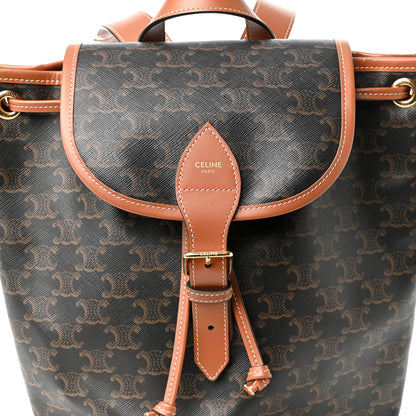 Celine Triomphe Canvas Calfskin Folco Backpack Tan 7 of 9