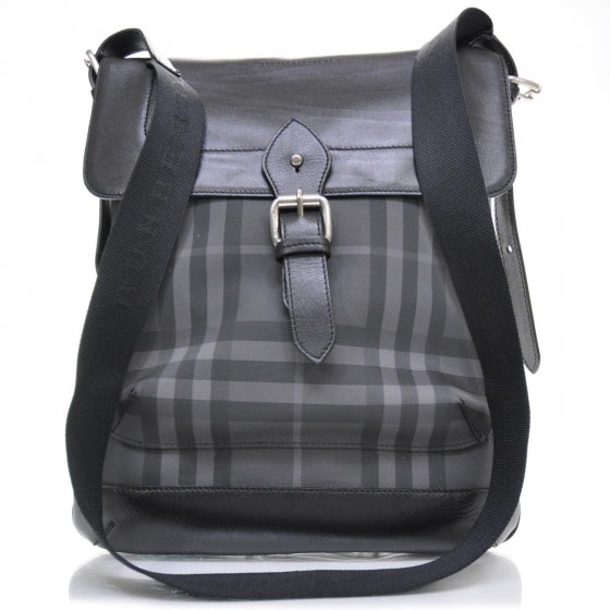 Nylon Tonal Check Messenger Bag Black
