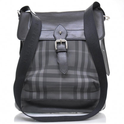 Burberry Nylon Tonal Check Messenger Bag Black 1 of 9
