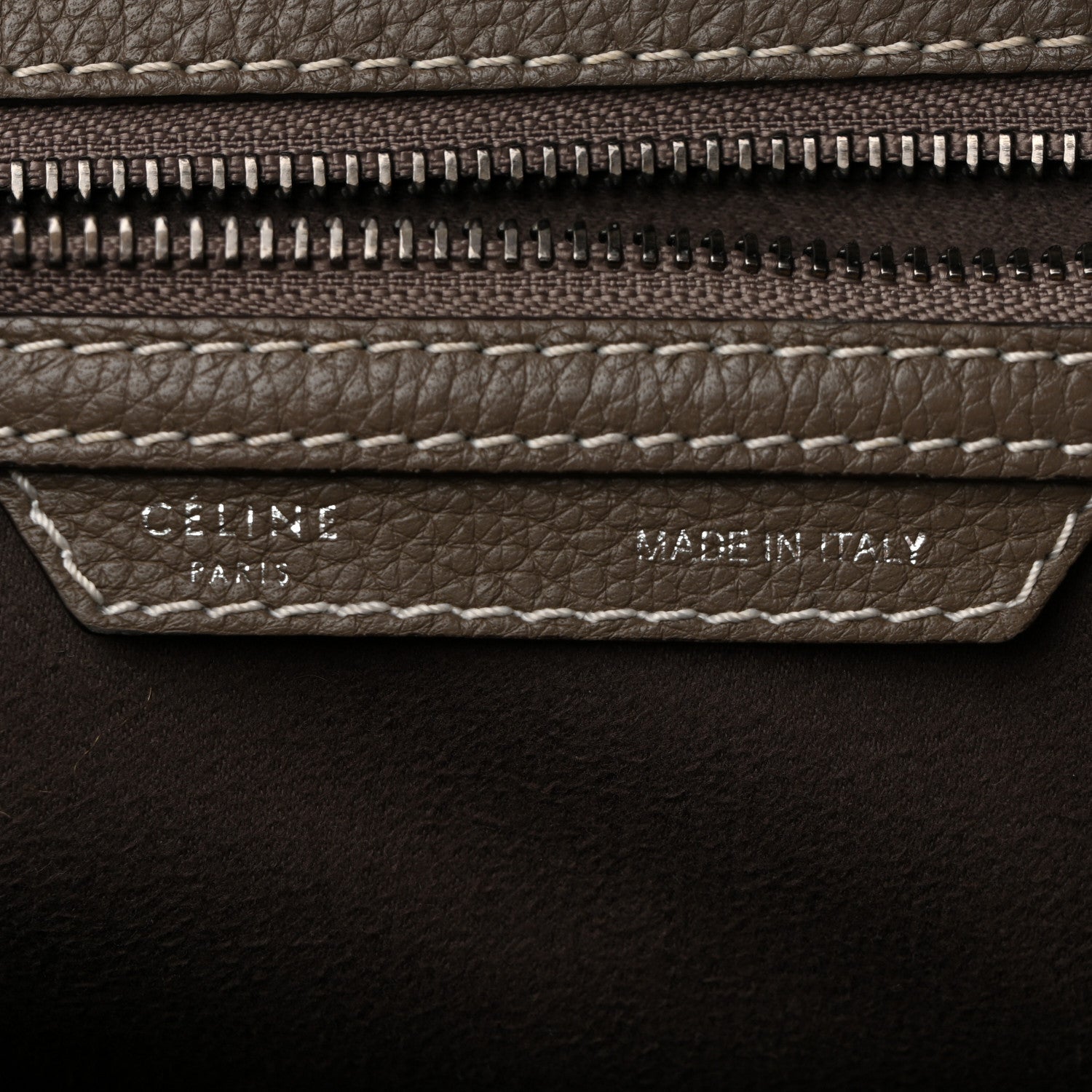 Celine Drummed Calfskin Micro Luggage Souris 6 of 11