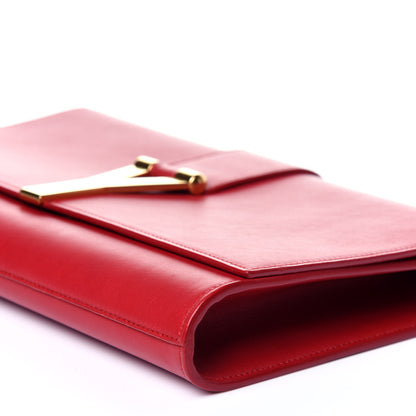 Saint Laurent Calfskin Classic Y Ligne Clutch Red 9 of 11