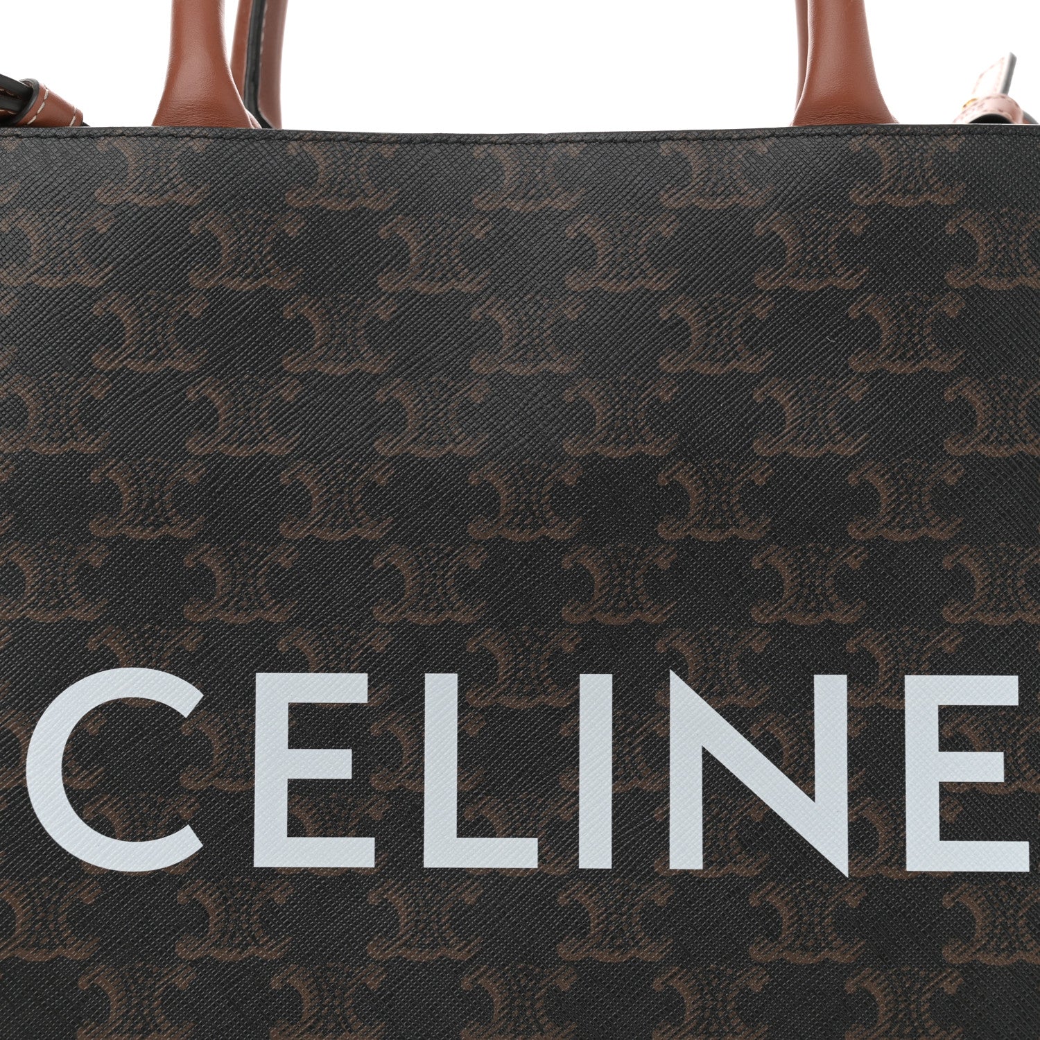 Celine Triomphe Canvas Calfskin Small Vertical Cabas Tan 7 of 11