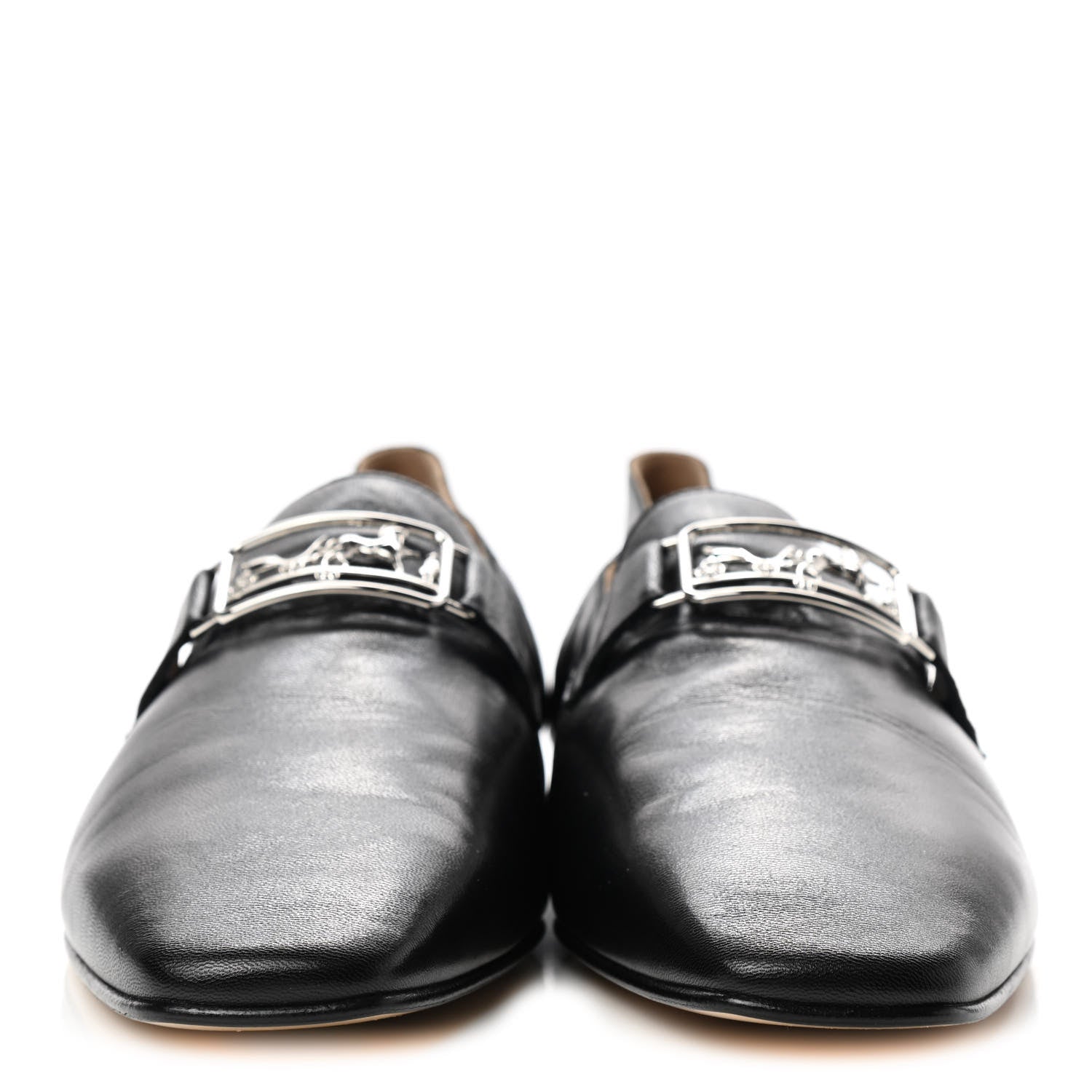 Hermes Supple Goatskin Womens Time Loafers 40 Black 2 of 9
