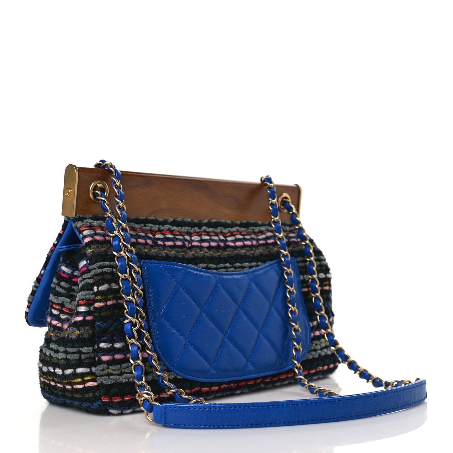 Tweed Woven Knock On Wood Flap Blue